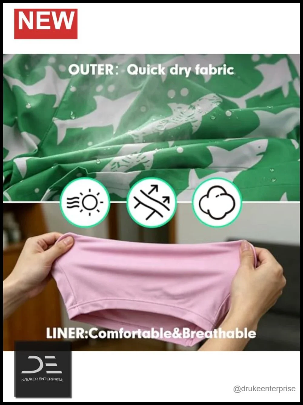 Quick Dry Swim Trunks with Pockets 2 in 1 Board Shorts for Men